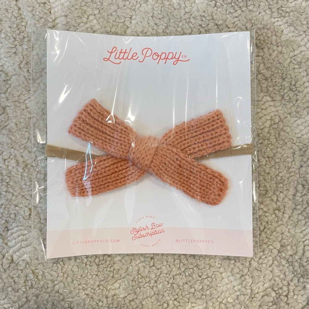 Little poppy co baby toddler girl bow bows nylon neutral pink knit sweater